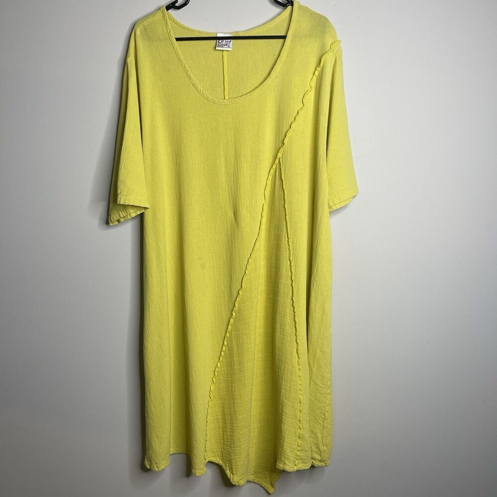 Oh My Gauze LA Dress Lemon Yellow Size Medium Colorful Flowy Bohemian Minimalist